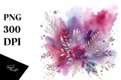 Colorful Magenta Watercolor Background with Metallic Product Image 3