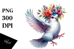 Jumping Dove with Floral Wreath PNG Product Image 1