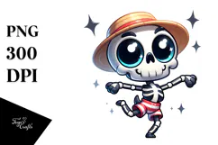 Goofy Cartoon Skull with Beach Wear Product Image 1