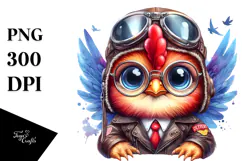 Crazy-Eyed Baby Rooster with Aviator Suit, Transparent PNG Product Image 1