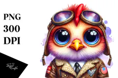 Crazy-Eyed Baby Rooster with Aviator Suit, Transparent PNG Product Image 1