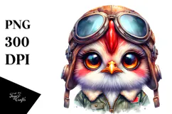 Crazy-Eyed Baby Rooster with Aviator Suit, Transparent PNG Product Image 1