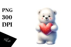 Colorful Baby Polar Bear Holding Heart PNG Product Image 1