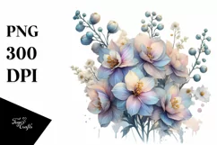 Glossy Transparent Pastel Delphinium, PNG Product Image 1