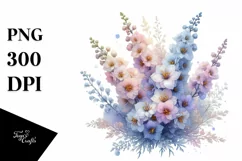 Glossy Transparent Pastel Delphinium, PNG Product Image 3