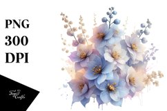 Glossy Transparent Pastel Delphinium, PNG Product Image 1