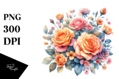 Colorful Orange Roses PNG Product Image 1