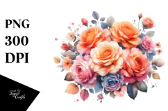Colorful Orange Roses PNG Product Image 1