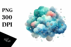 Colorful Cyan Watercolor Cloud with Silver Foil Product Image 3