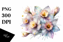 Glossy Transparent Pastel Narcissus, PNG Product Image 1