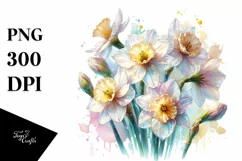 Glossy Transparent Pastel Narcissus, PNG Product Image 3