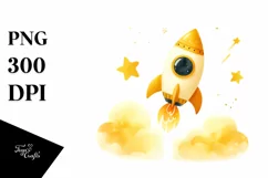 Whimsical Watercolor Rocket, Transparent PNG Product Image 3