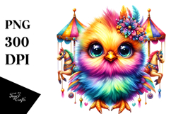 Vibrant Watercolor Goofy Cute Baby Chicken PNG Product Image 1