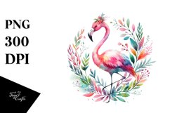 Vivid Flamingo Watercolor Art | Clipart Product Image 1