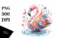 Lively Flamingo Watercolor Illustration | Clipart Product Image 1