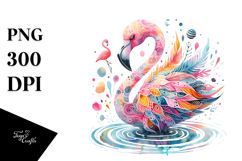 Lively Flamingo Watercolor Illustration | Clipart Product Image 1