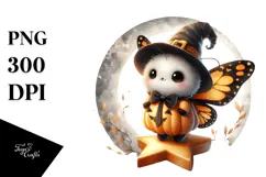 Cute Baby Butterfly on Halloween Star PNG Product Image 1