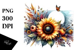 Vibrant Sunflower Frame | Sublimation Clipart Product Image 3