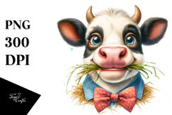 Funny Cow with Bow and Tie, High-Res PNG Product Image 1