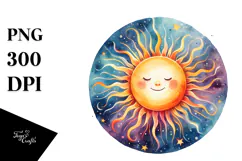 Very Simple Watercolor Sun PNG Product Image 1