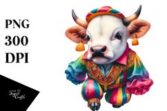 Colorful Baby Cow in Volta Dancer&#039;s Outfit PNG Product Image 1