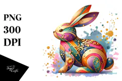 Colorful Bunny Wood PNG Product Image 1