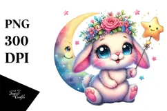 Goofy Baby Bunny with Magic Wand PNG Product Image 1