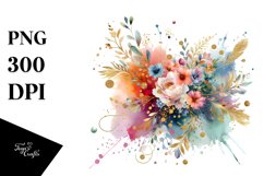 Colorful Watercolor Splash with Golden Foil | Sublimation | Product Image 1