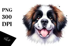 Happy Saint Bernard, Watercolor PNG Product Image 1