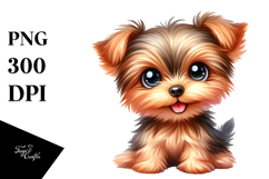 Watercolor Baby Yorkshire Terrier PNG Product Image 1