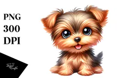 Watercolor Baby Yorkshire Terrier PNG Product Image 1