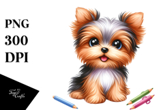 Watercolor Baby Yorkshire Terrier PNG Product Image 1