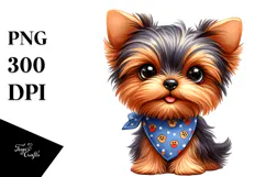 Watercolor Baby Yorkshire Terrier PNG Product Image 1