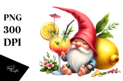 Whimsical Gnome Drinking Cocktail PNG Product Image 1