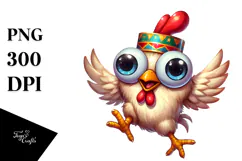 Exaggerated Chicken with Cross-Eyed Expression PNG Product Image 1