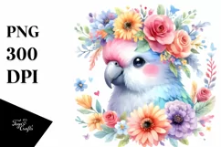 Watercolor Parrot Flower Crown | Clipart Product Image 3