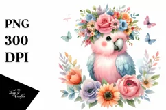 Watercolor Parrot Flower Crown | Clipart Product Image 3