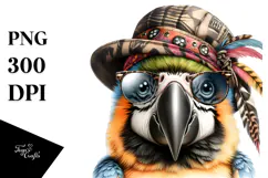 Energetic Baby Macaw with Punk Look PNG Product Image 1