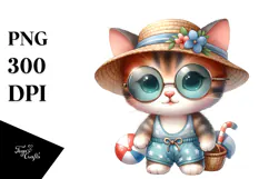 Digital Watercolor Cute Baby Cat PNG Product Image 1