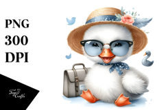 Energetic Baby Swan with Hat PNG Product Image 1