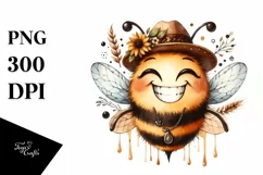 Funny Bee Portrait with Tongue Out Clipart Product Image 1