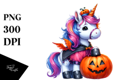 Colorful Unicorn Halloween Pumpkin Clipart Product Image 1