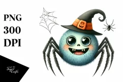 Funny Watercolor Haloween WIMSICAL Spider Clipart Product Image 1