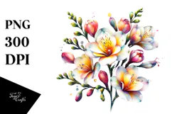 Freesia Watercolor Splash PNG Product Image 1