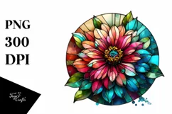 Shiny Round Zinnia Stained | Sublimation | Clipart Product Image 1