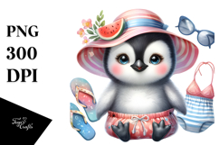Digital Watercolor Cute Baby Penguin PNG Product Image 1