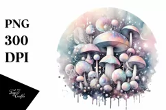 Pastel Glossy Mushroom Watercolor Splash PNG Product Image 3