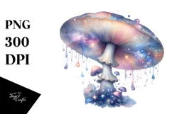 Pastel Glossy Mushroom Watercolor Splash PNG Product Image 1