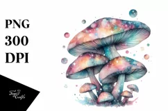 Pastel Glossy Mushroom Watercolor Splash PNG Product Image 3