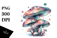 Pastel Glossy Mushroom Watercolor Splash PNG Product Image 1